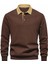 Erkek Retro Renk Bloklu Pamuklu Gömlek Yaka Sweatshirt 3