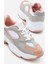 Kadın Gri Pudra Rahat Kalıp Yüksek Taban Bağcıklı Spor Ayakkabı 3