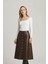 Kahverengi Kadın Kloş Hakiki Deri Etek 4