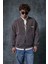 Erkek Oversize Yıkamalı Fermuarlı Sweatshirt Kahverengi 1