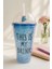 Sevimli Renkli Boncuklu Çılgın This Is My Drink tasarım Pipetli Içecek Bardağı Suluk Lacivert 2742 2
