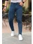 Erkek Jeans Slim Fit Likralı Denim Mavi Kot Pantolon 1