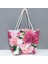Resveq Gül Desenli Plaj Çantası-Pembe 1