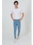 Erkek Likralı Jean Boyfriend Denim Açık Mavi Kot Pantolon 3