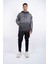Erkek Regular Fit Kapüşonlu Omuz Detaylı Baskılı Sweatshirt 3