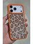 iPhone 17 Pro Max Uyumlu Kılıf Içi Kadife Leopar Tasarımlı Turuncu Taşlı Işıltılı Pırlanta Silikon 2