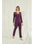 Monamise Yakası Omzu ve Paçası Dantelli Boydan Düğmeli Pijama Takımı 4