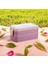 Titiz Fely 2 Katlı Öğle Yemeği Kabı - Çatal Kaşık Dahil - Sızdırmaz & Kilitli Lunch Box- Mor Renk 1