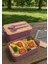 Titiz Fely 2 Katlı Öğle Yemeği Kabı - Çatal Kaşık Dahil - Sızdırmaz & Kilitli Lunch Box- Mor Renk 2