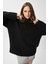 Kadın Homy Yumuşacık Bisiklet Yaka Siyah Oversize Triko Kazak 2