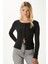 Young Cool Düğmeli Uzun Kollu Siyah Bluz 3