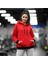 Woody Cord Kadın Oversize Sweatshirt / Kırmızı Siyah / Düz / Siyah Ip 1