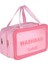 Çift Bölmeli Şeffaf Spor Seyahat Makyaj ve Kozmetik Çantası - Anne Bebek Büyük Boy Washbag Pembe 4