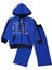 Erkek Çocuk Saks Mavisi Kapşonlu Fermuarlı Eşofman Takımı 3