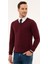 Erkek Bordo Slim Fit V Yaka Basic Triko Kazak 50230806-VR014 3
