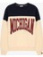 Michigan Baskılı Oversize Sweatshirt Bej 1