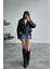 Yeni Sezon Oversize Kadın Siyah Biker Deri Ceket 2