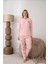 Kadın Pamuk'lu Düğme Yaka Raporlu Interlok Kışlık Pijama Takımı 0112 - 1 Adet 2
