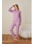 Kadın Pamuk'lu Düğme Yaka Raporlu Interlok Kışlık Pijama Takımı 05002 - 1 Adet 4