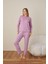 Kadın Pamuk'lu Düğme Yaka Raporlu Interlok Kışlık Pijama Takımı 05002 - 1 Adet 5