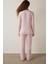 Pembe Tea Club Ekoseli Bisiklet Yaka Pijama Takımı 4