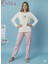 Uzun Kollu Kadın Pijama Takımı Desenli Baskılı 1