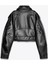 Kemerli Suni Deri Crop Biker Ceket 4