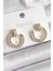 Pirinç Gold Renk Zirkon Taşlı Çivi Halka Model Kadın Küpe - EBJ241221W30141 1