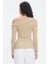 Bej Kadın Off Shoulder Uzun Kollu Bluz MG2567 3