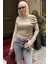 Bej Kadın Off Shoulder Uzun Kollu Bluz MG2567 7