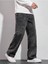 Erkek Baggy Fit Asit Yıkama Jean Kot Pantolon 3