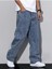 Erkek Baggy Fit Asit Yıkama Jean Kot Pantolon 4
