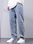 Erkek Baggy Fit Asit Yıkama Jean Kot Pantolon 1