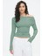 Haki Kadın Off Shoulder Uzun Kollu Bluz MG2567 1