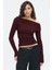 Bordo Kadın Off Shoulder Uzun Kollu Bluz MG2567 1