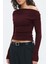 Bordo Kadın Off Shoulder Uzun Kollu Bluz MG2567 4