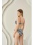 Siyah Beyaz Desenli Kırmızı Ip Askılı Lotus Bikini Takımı 2