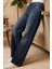 Kadın Palazzo Yüksek Bel Cotton Jean Pantolon 1