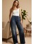 Kadın Palazzo Yüksek Bel Cotton Jean Pantolon 2