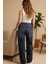 Kadın Palazzo Yüksek Bel Cotton Jean Pantolon 3