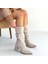 Bej Süet Körüklü Kadın Topuklu Çizme 4