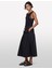 %100 Pamuk Beli Lastikli Kemerli Pileli Uzun Etek Kadın Siyah Etek - 325P4XUCL002Q 5
