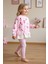 Çiçek Baskılı Gömlek Detaylı Kız Çocuk 2 li takım - Pembe 2