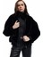 Fermuarlı Dik Yaka Cepli Suni Kürk Peluş Oversize Crop Mont 2