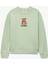 Uzun Kollu Bisiklet Yaka Ayıcık Nakışlı Pamuklu Sweatshirt 1