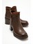 Parly Kahverengi Cilt Fermuar Detaylı Kadın Kalın Topuklu Bot 1