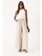 Gigi Yüksek Bel Wide Leg Müslin Pantolon-Taş 1
