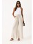 Gigi Yüksek Bel Wide Leg Müslin Pantolon-Taş 2