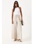 Gigi Yüksek Bel Wide Leg Müslin Pantolon-Taş 4