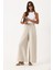 Gigi Yüksek Bel Wide Leg Müslin Pantolon-Taş 5